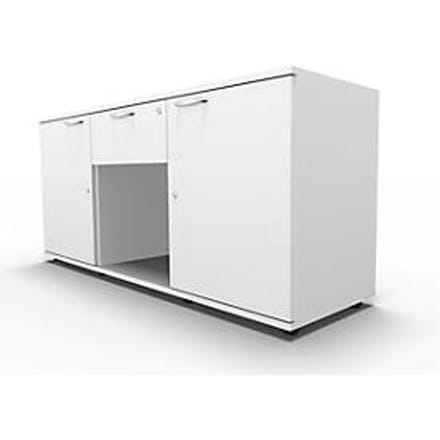 Schäfer Shop Select Sideboard, 2 deuren + schuiflade, afsluitbaar, spaanplaat, B 1500 x D 420 x H 663 mm, wit