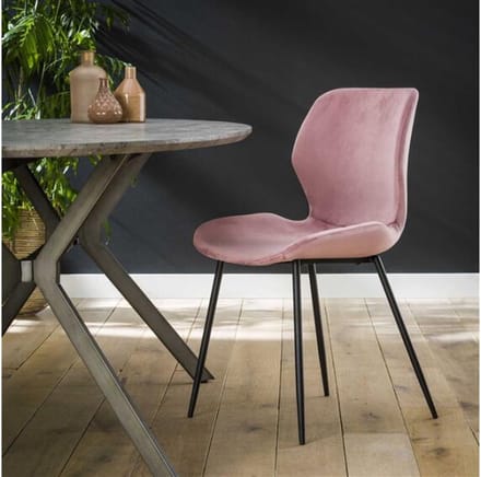 Eetkamerstoel Justin Velvet - Roze | Meubelplaats - eetkamerstoelen set van 4