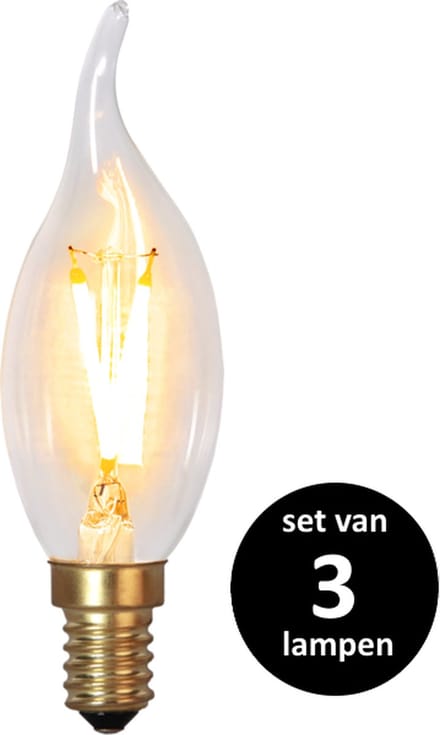 Soft Glow Kaarslamp met tip - E14 - 0,5W - set van 3