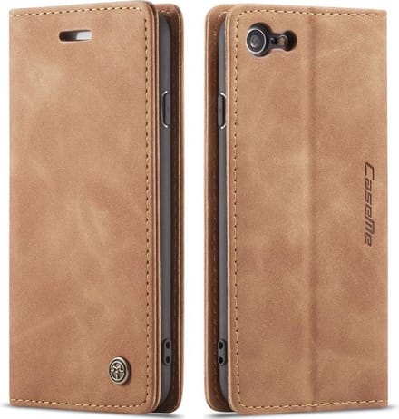 CaseMe Book Case - Geschikt voor iPhone SE (2022/2020), iPhone 8 / 7 Hoesje - Bruin