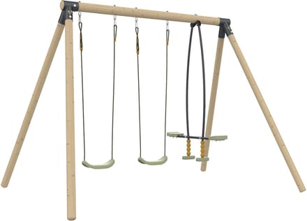 BARBICHE schommelset 2 schommels - tegenovergesteld - verankeringsset - FSC® hout h224 cm