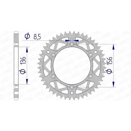 Couronne moto alu Afam 520 45T