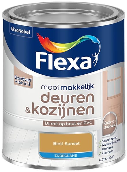 Flexa - Mooi Makkelijk Deuren & Kozijnen Zijdeglans - Binti Sunset - Mengverf - 750 Ml