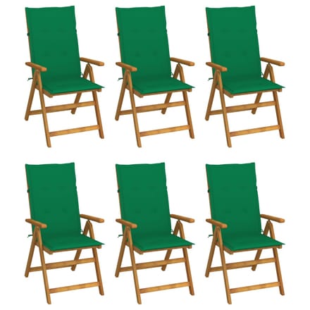 vidaXL - Inklapbare - stoelen - 6 - st - met - kussens - massief - acaciahout