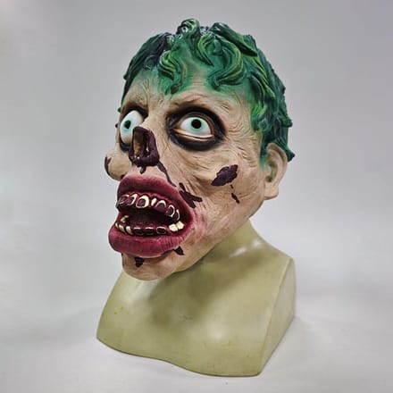 Masque en latex de zombie aux cheveux verts One size fits all adults vert