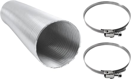 Flexibele aluminium buis 50 - 355 mm, 5 meter lengte inclusief slangklemmen