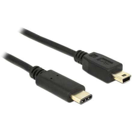 Delock 83336 USB-kabel USB 2.0 USB-mini-B stekker, USB-C stekker 2.00 m Zwart