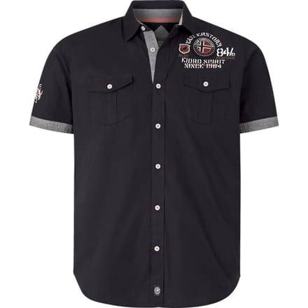 Jan Vanderstorm herren Overhemd Met Korte Mouwen - 51/52 - zwart - Plus Size