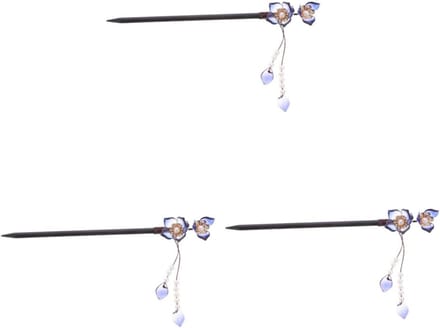 Set van 3 Houten Haarspelden met Bloemdecoratie - Chinese Stijl