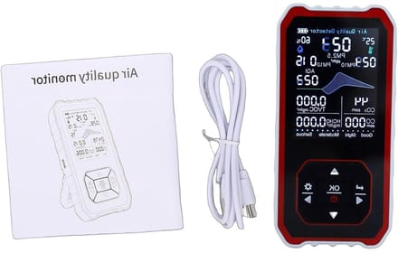 Luchtkwaliteitsmonitor - CO2 meter Binnenlucht - Gezond Binnenklimaat - 10-in-1 Meting - 2500 mAh Batterij - Wit