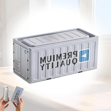 Organizer van ijzer, mini opbergdoos in container-stijl, retro bureau organizer voor kantoor, grijs, multifunctionele opslagoplossing