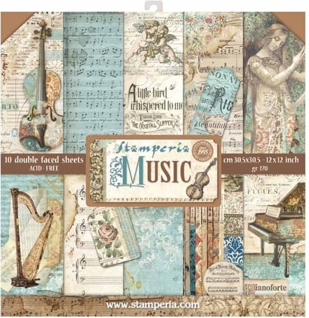 Stamperia Music 12x12 Inch Paper Pack (SBBL48)