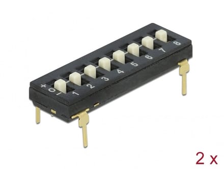 Delock DIP switch Tri-State 8-digit 2.54 mm pitch THT vertical black 2 pieces