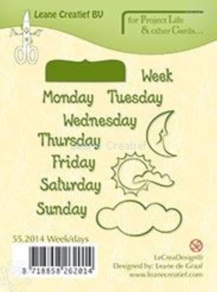 Leane Creatief clearstamp - art. 55.2014 - week/days - weer - planner - journal - dagen van de week - engels - agenda - stempel