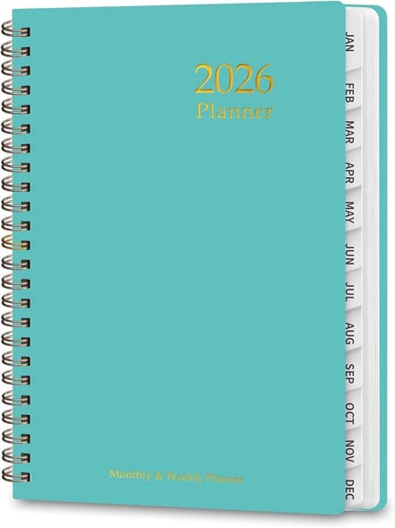 Kalender 2026 - Dagplanner Weekplanner - Afspraken Plannen - FSC Gecertificeerd Papier - 8.5 x 11 cm - Licht turkoois