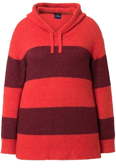 Laurasøn - Dames - Gebreide trui capuchon lange mouw - Rood - Maat 40+