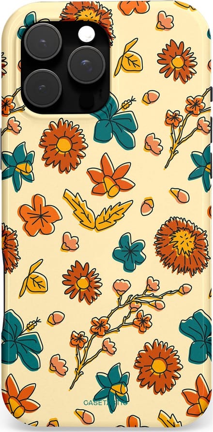 Casetastic hoesje geschikt voor Apple iPhone 16 Pro Max - MagSafe - Dubbellaagse bescherming - Boranisch veld - Fashion Case - Crème Terracotta Okergeel