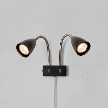 Markslöjd wandlamp Ciro, zwart, metaal, stekker, GU10