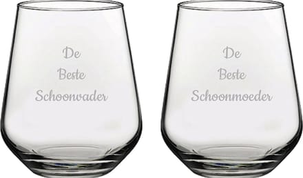 Gegraveerde Drinkglas 42,5cl De Beste Schoonvader- De Beste Schoonmoeder