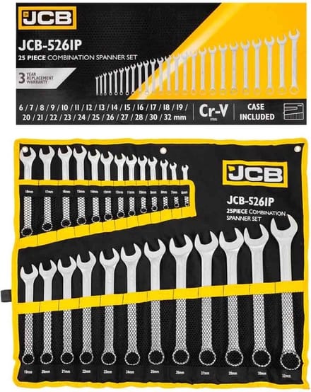 JCB Ringsleutelset 25 Delig CRV Staal 6-32mm
