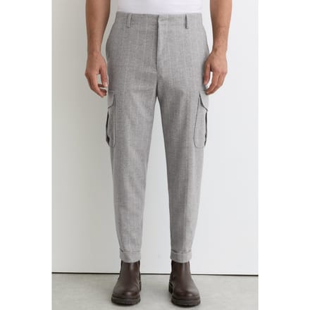 Reiss Pinstripe Flannel Cargo Trouser Soft Grey Größe: W36 | Cargohosen Outlet | Herren | Grau