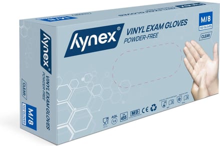 Hynex Vinyl Handschoenen maat M Poedervrij transparant/ wit 4,5gr MD - 100/box