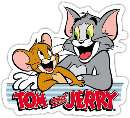Tom En Jerry Vrienden Sticker maat S (10 x 10 cm)