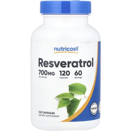 Nutricost, resvératrol, 700 mg, 120 gélules (350 mg par capsule)