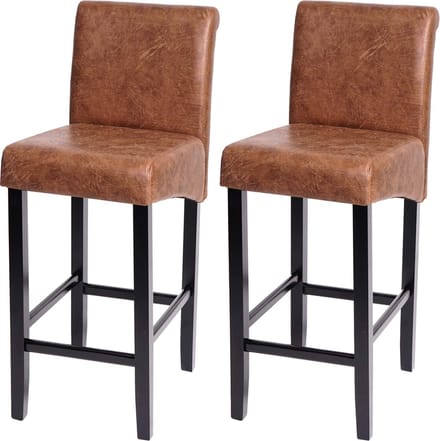 Set van 2 barkrukken MCW-C33, barkruk barkruk, hout ~ imitatiesuède, donkere poten, stof/textiel