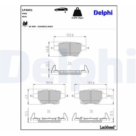 Remblokkenset, schijven parkeerrem DELPHI LP4051