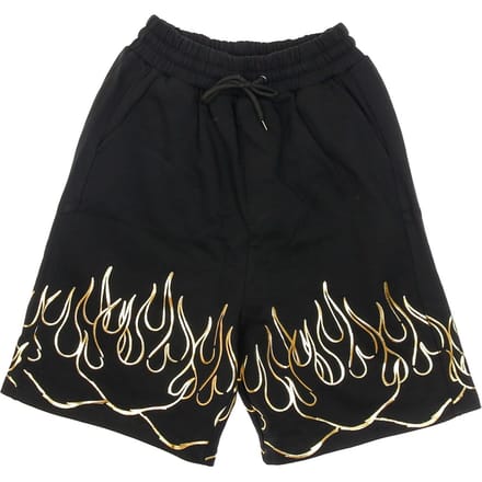 Korte trainingsbroek heren 3D-print vlammen short zwart