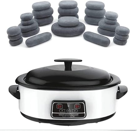 Massage Set - Hot Stones - Ontspanning Thuis - Digitale Heater - 27 Stuks - Natuursteen