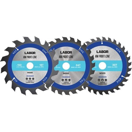Labor HM cirkelzaagblad hout 150x20x2,2mm - 16,24,30T (3 Stuks)