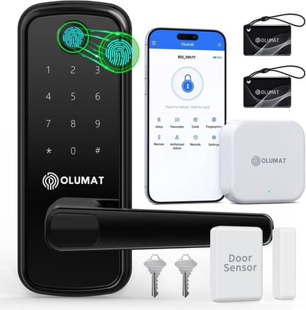 Slim Deurslot met Handvat - Keyless Toegangscontrole met Vingerafdruk, Code en Wifi