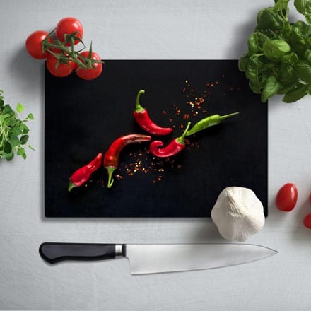 Glazen snijplanken - Rode Pepers - 35×25 cm - 4 mm