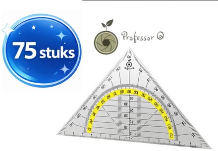 Professor Q - Geodriehoek - Transparant - 14 cm - 75 stuks