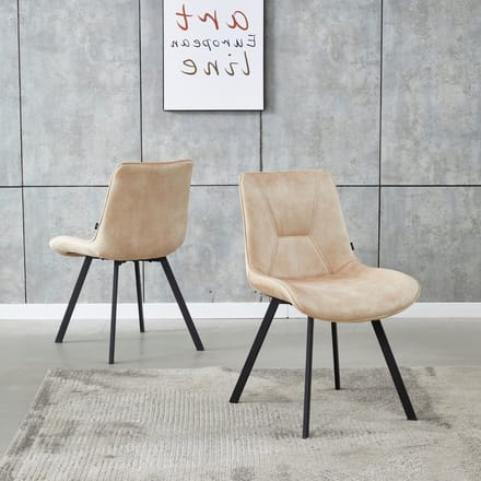 Colenis® - Zera Eetkamerstoel - Set Van 2 - Beige - Adoré Velvet