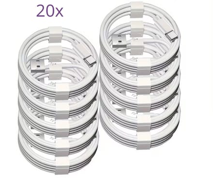 Viewr - USB-A naar USB-C kabel - 20 Stuks - 1 Meter - Oplader Kabel - Snel Lader