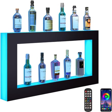 Étagère de bar d'affichage de bouteilles d'alcool éclairée par LED 48 pouces Contrôle RF et par application