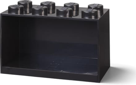 LEGO Iconic Brick Boekenplank - 8 Noppen - Zwart