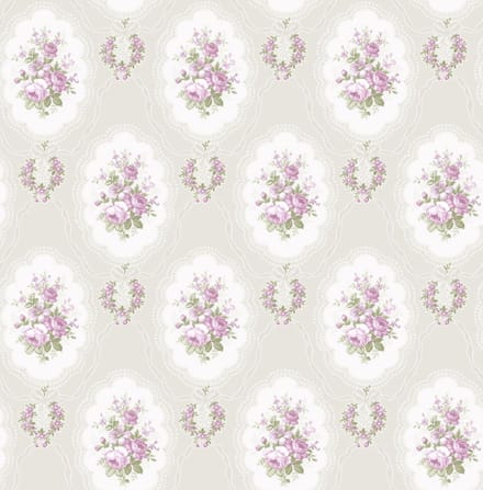 Engelse bloemen behang violet creme fd23230