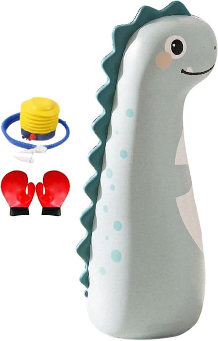 Opblaasbare Bokszak - Staande Boksbal - Kinderen Trainen - Stevige PVC Basis - 42x120cm - Dinosaurus