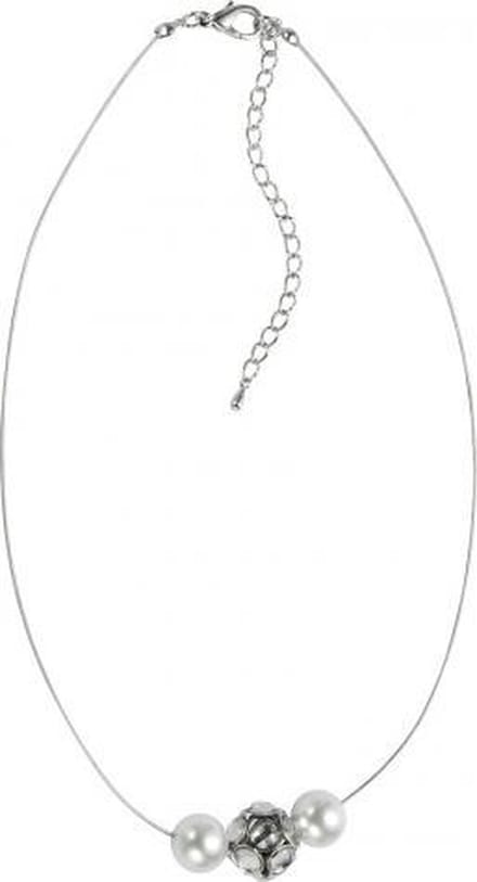 Behave Korte ketting met parels en kraal met steentjes