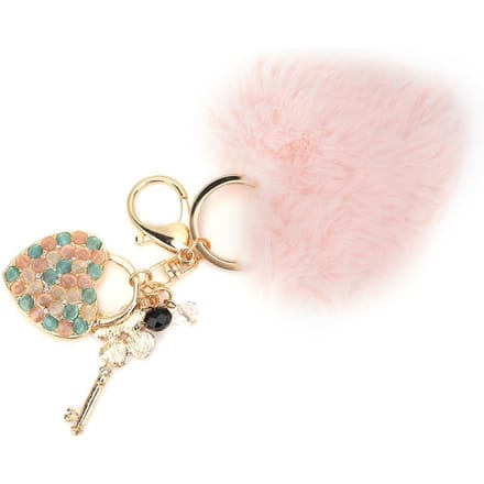 Sleutelhanger Pluizige Hartvormige Bontbal Sleutelhanger Roze Tas Hanger Decoratief Accessoire white