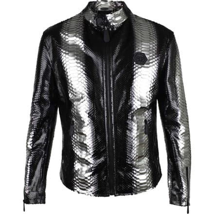 Philipp Plein Leren jas Zilver