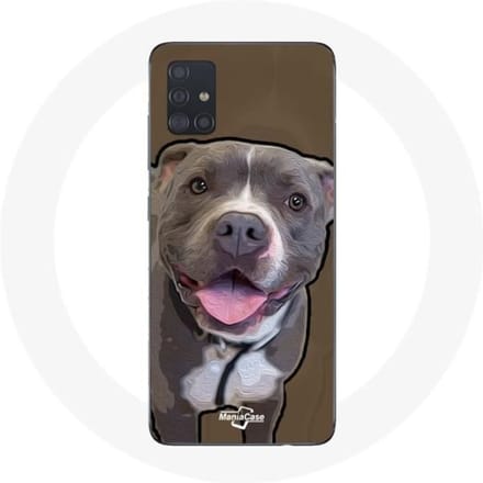 Samsung Galaxy A51 Hoesje Pitbull Dog Wit Grijs wit