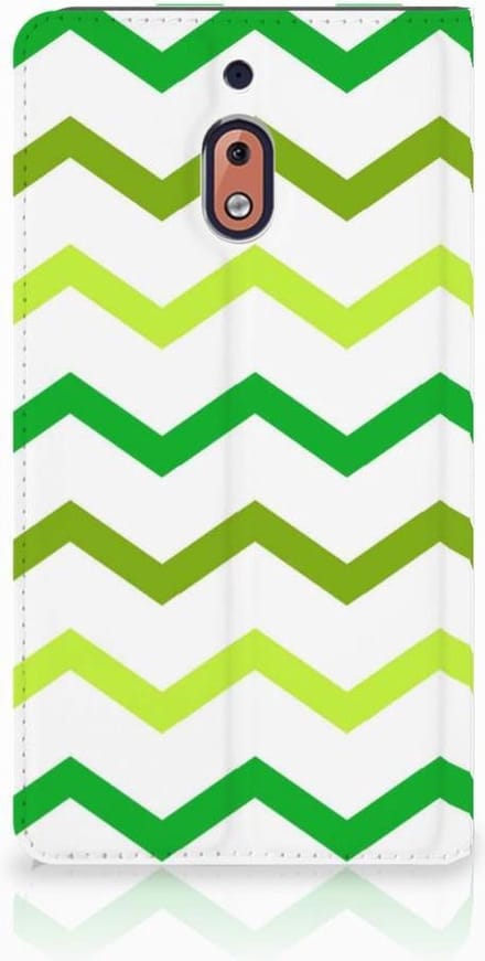 Nokia 2.1 2018 Hoesje met Magneet Zigzag Groen