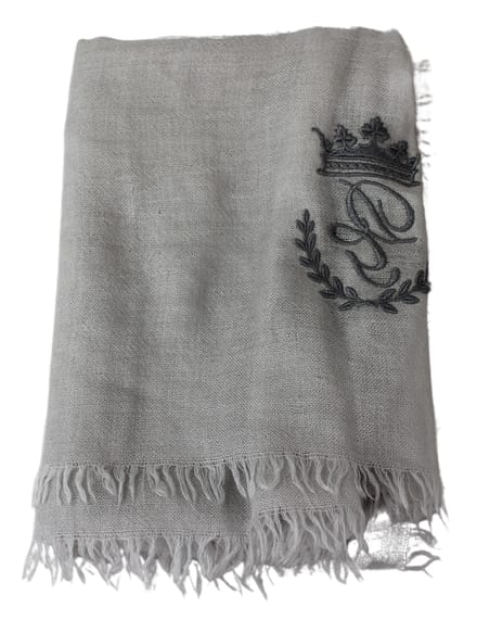 Dolce & Gabbana Heren Sjaal Off White DG Kroon Geborduurd Nek Wikkel