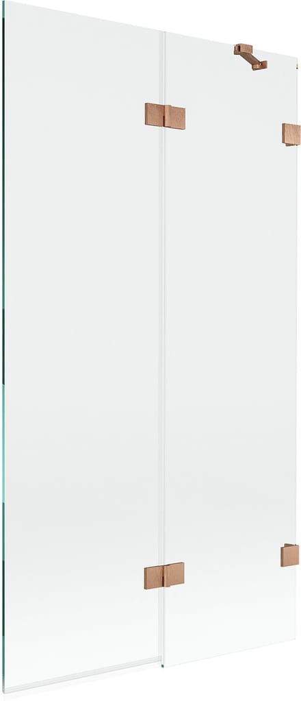Mexen Lunar badwand 2-delig rechts 100 x 150 , transparant, geborsteld koper - 897-100-100-65-00-P