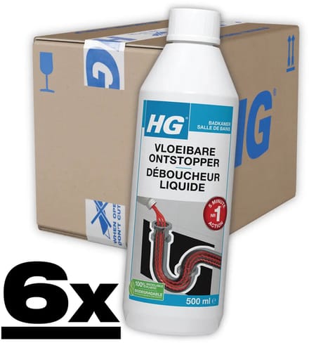HG - Vloeibare Ontstopper - 6 x 500 ml - Voordeelverpakking